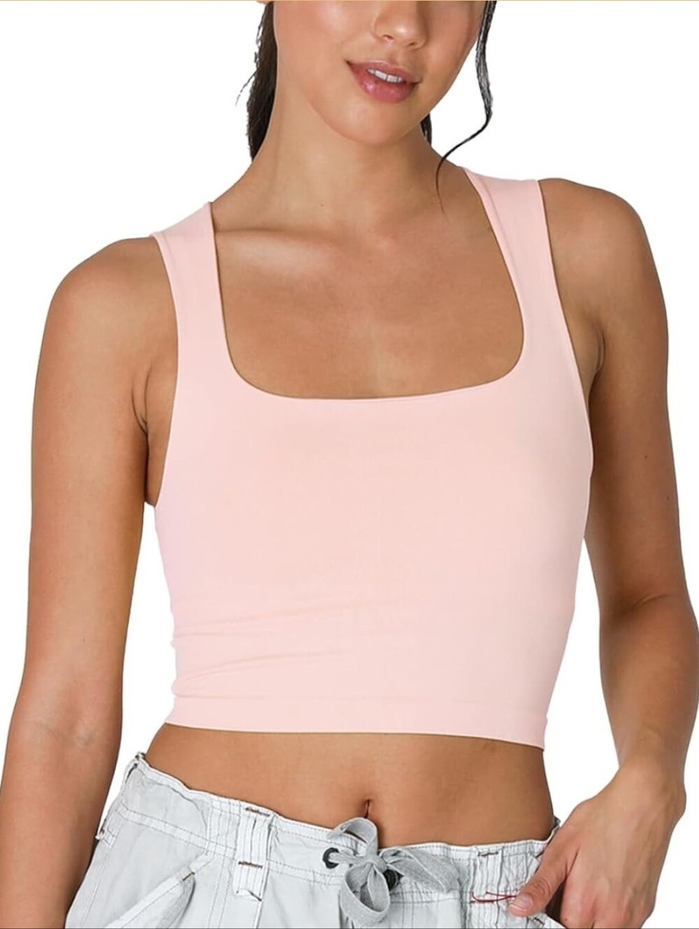 NIKIBIKI Women Seamless Clean Line Square Neck Crop Top